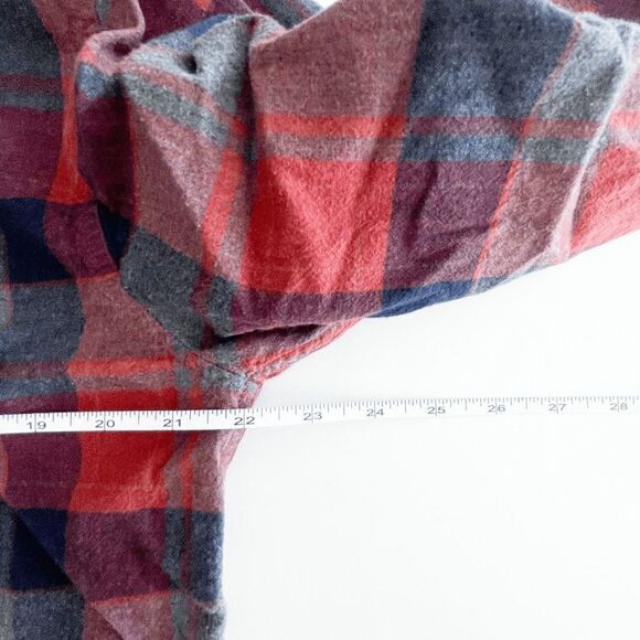 Billabong Men's Shirt Core Fit Stretch Plaid Button-Up Flannel Red Size L - Picture 7 of 8